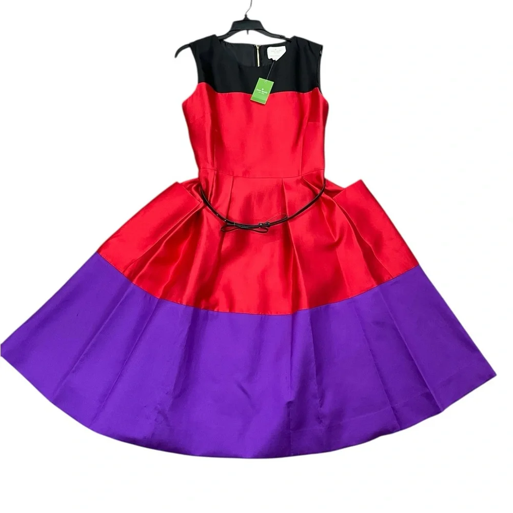 NWT Kate Spade Fit and Flare Colorblock Dress Sz 14 Zahara in play the wild card
